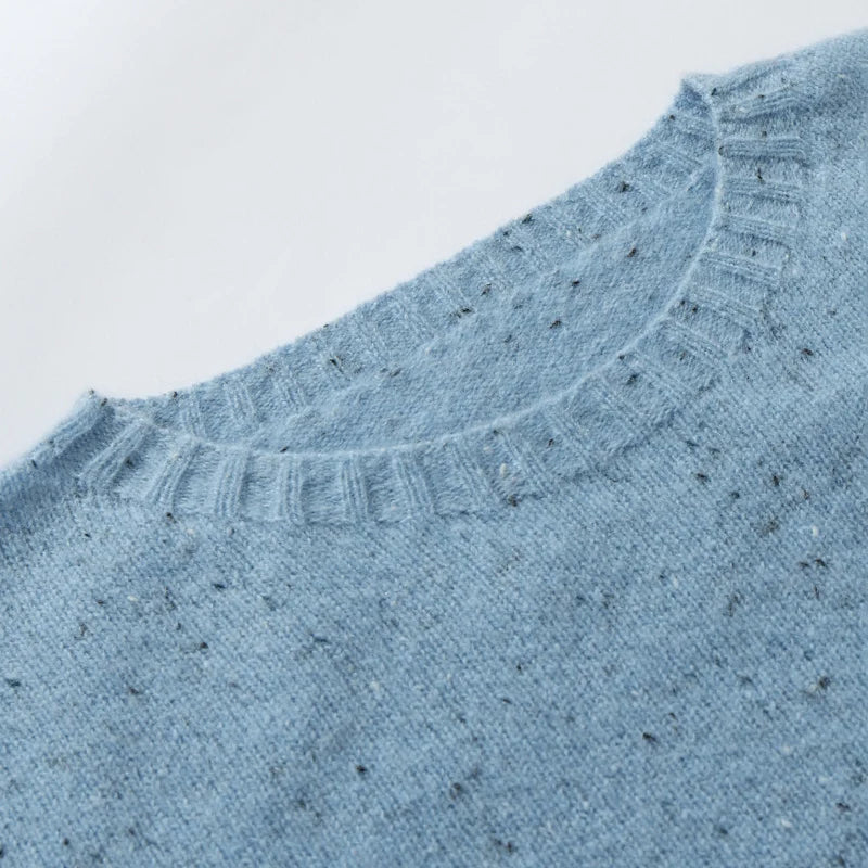 Wool Crew Neck Long-Sleeved Colorful Pullover