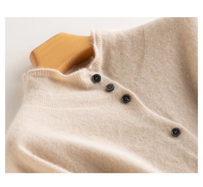 Cashmere Slim-Fit Turtleneck Long-Sleeved Cardigan