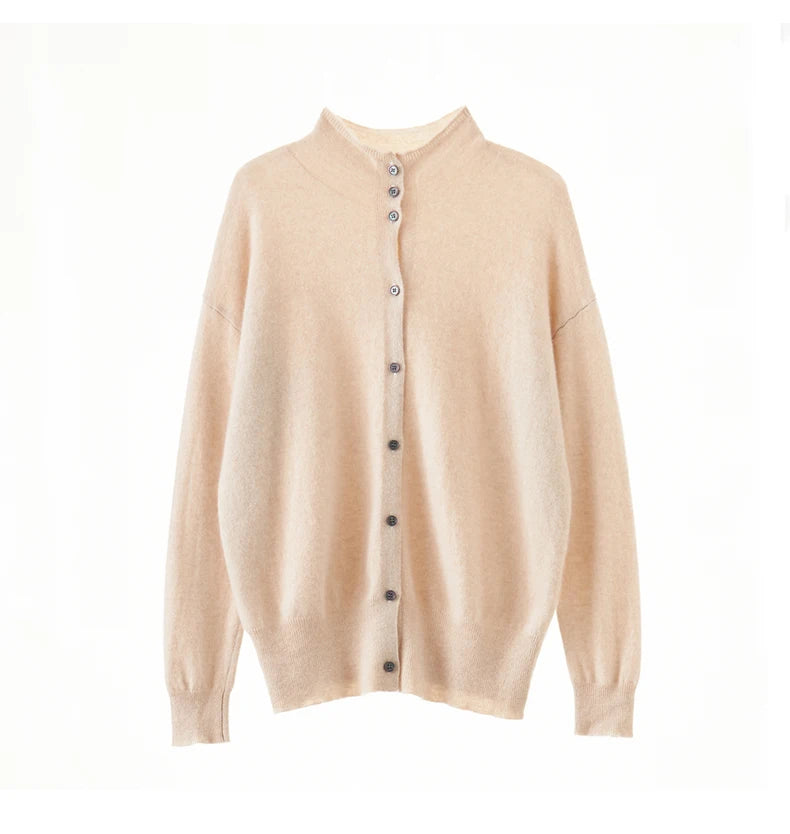 Cashmere Slim-Fit Turtleneck Long-Sleeved Cardigan