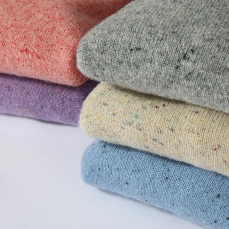 Wool Crew Neck Long-Sleeved Colorful Pullover