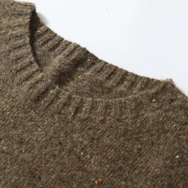 Wool Crew Neck Long-Sleeved Colorful Pullover